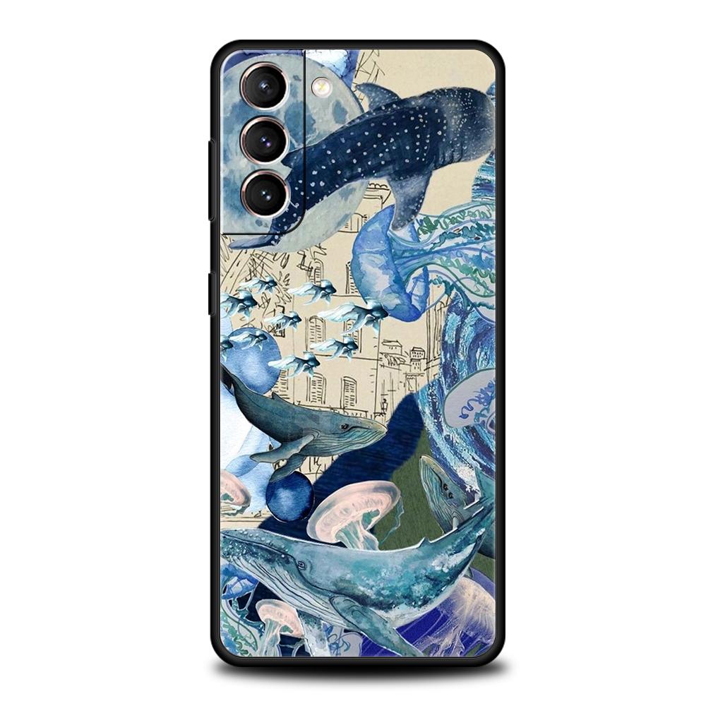 Чехол для телефона 'Плавающий китовый акула в океане' для Samsung Galaxy S25 S24 S23 S22 Ultra S20 S21 FE 5G S10 S9 Plus S10E Мягкая крышка из ТПУ