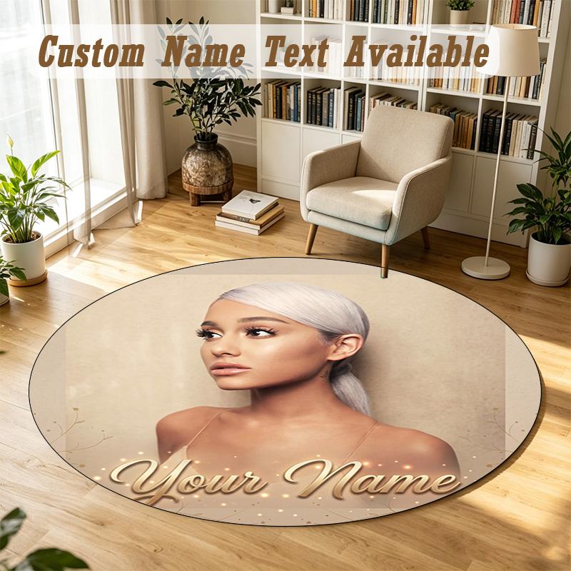 Round Rug Custom NameAriana Grande Pattern Non Slip Carpet Home Floor Decor
