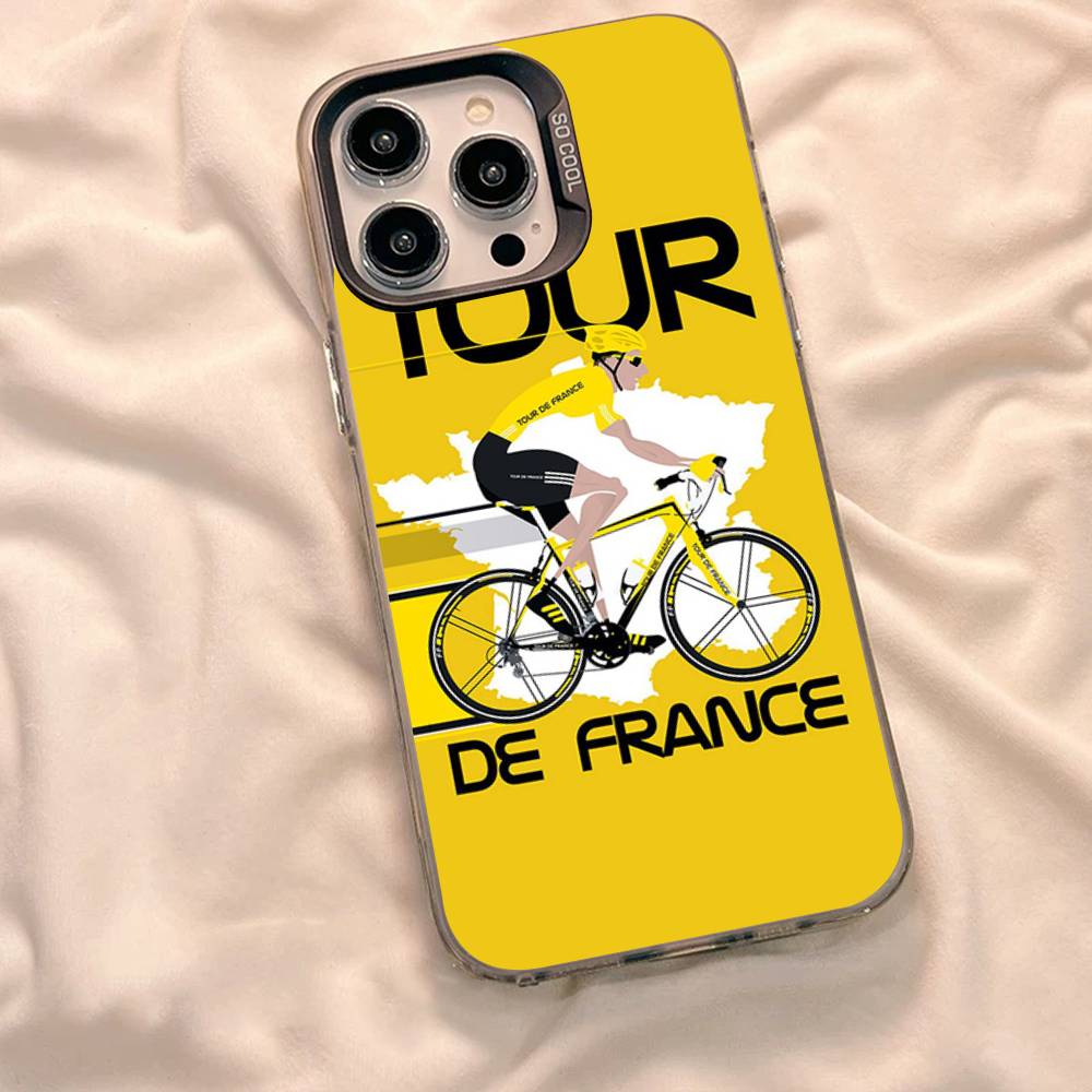 Чехол для телефона T-Tour De France Велосипед Упражнения Цветной Серебристый Чехол Для IPhone 17 16 Pro Max 15 Pro 14 Plus 11 12 13 X XS Max XR