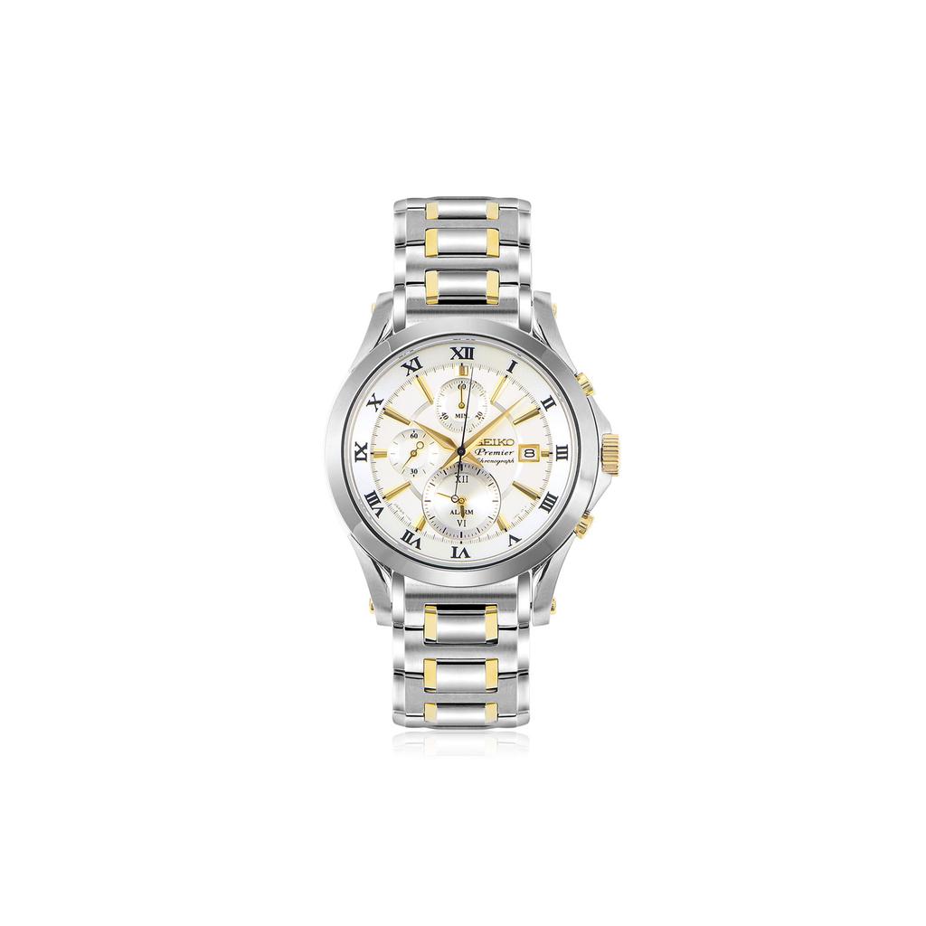 Seiko Часы с кварцевым механизмом и стальным ремешком Мужские часы Белый циферблат SNAD28J1