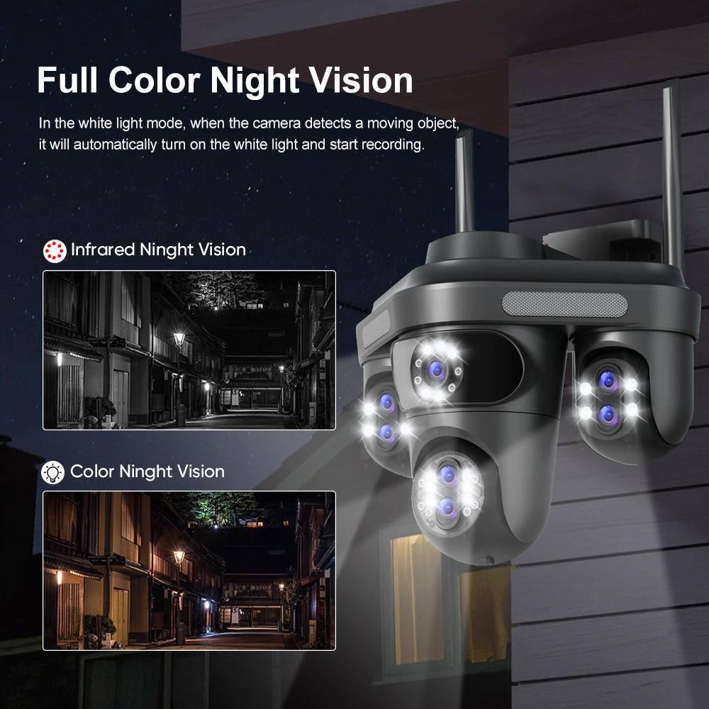 AIOOK 7 Объективов 4 Экрана Камера Безопасности 30X ЗУМ HD 35МП WiFi Камера Уличная IP66 Водонепроницаемая Цветная Ночная Видимость Мобильное Отслеживание IP CCTV