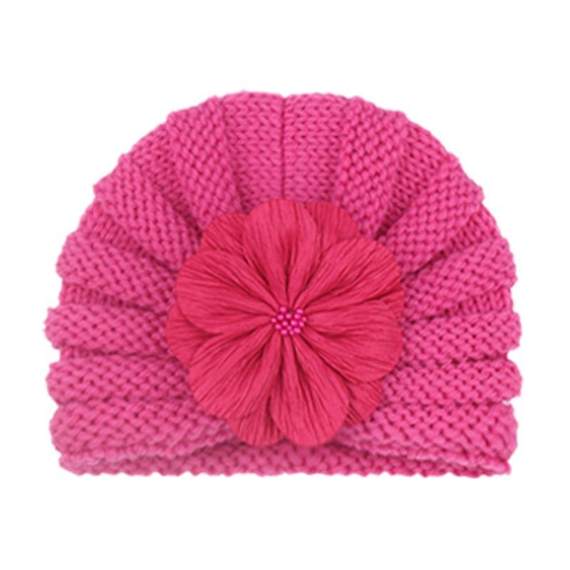 Baby Pullover Hat, Solid Color Flower Baby Hat, Autumn and Winter Warm and Comfortable Children's Knitted Hat
