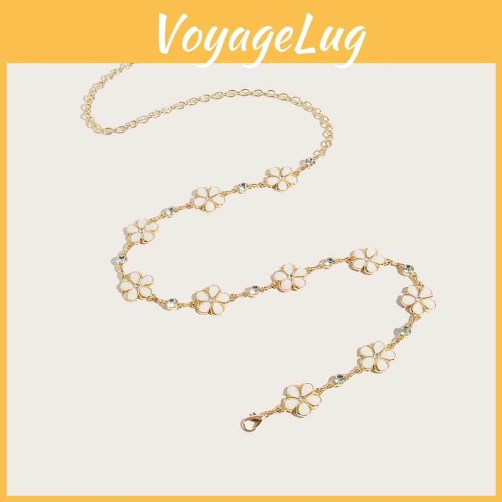 Flower Fashionable Metal Waist Chain With Rhinestone Decoration For Daily