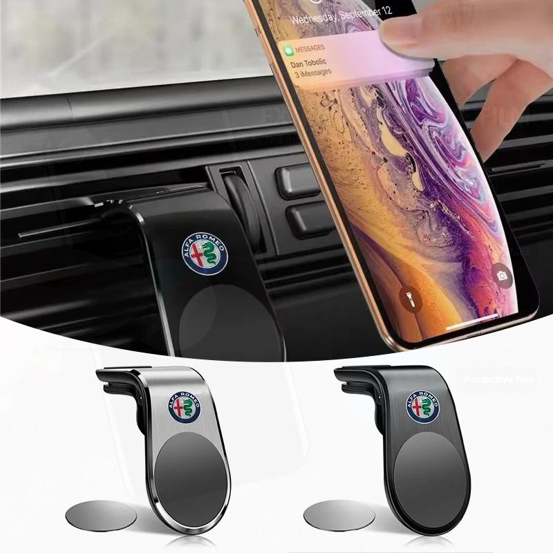 for Magnetic Car Phone Holder Metal Stand Accessories For Alfa Romeo 159 Spider Giulia Giulietta 156 Tonale Mito 147 8C Stelvio