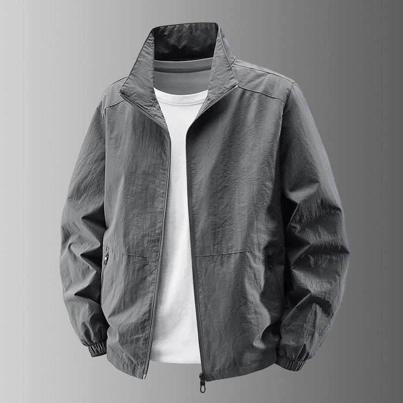 Бестселлер 2025: Мужская ветрозащитная водонепроницаемая куртка в американском стиле с воротником-стойкой для весны и осени - Универсальная повседневная спортивная верхняя одежда для улицы.