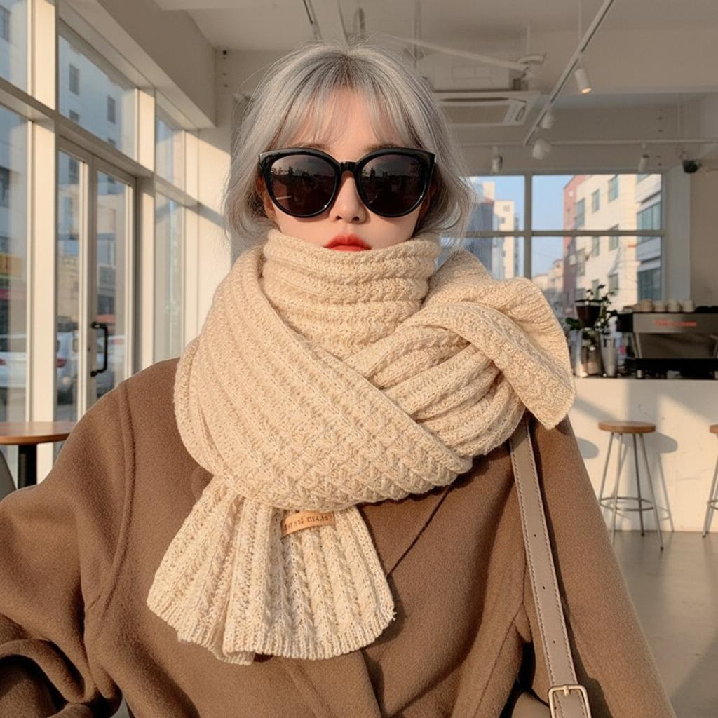 Устойчивый к холоду, Теплый шарф, Женский, Толстый, Шерстяной, Вязаный шарф, Шаль, Вязаный шарф