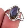 Natural Labradorite Gemstone 925 Solid Sterling Silver Jewelry Ring Size 9 R4q87