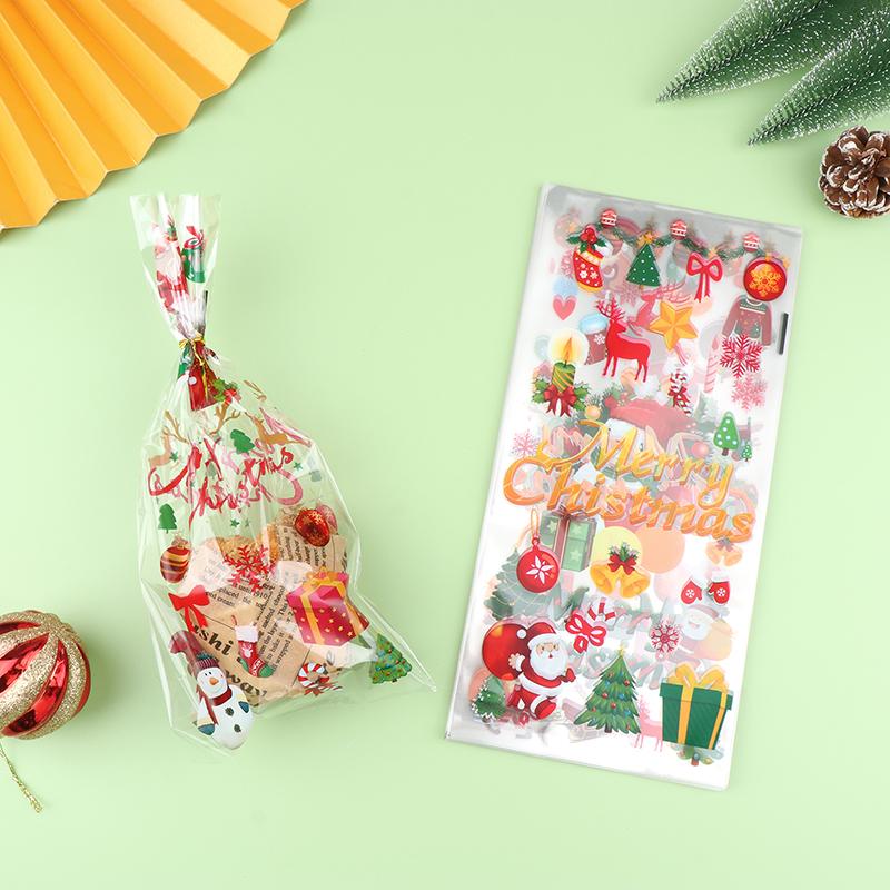 50 шт. рождественских серий конфетных мешочков, подарочный пакет Санта-Снеговика, рождественские украшения 2024 года, рождественские подарочные пакеты, упаковочные материалы для печенья