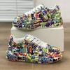 Fashion Thick-soled Increased Women's Sports Shoes Women New Women's Hand-painted Graffiti White Shoes Outdoor Casual Shoes Plus Size 43