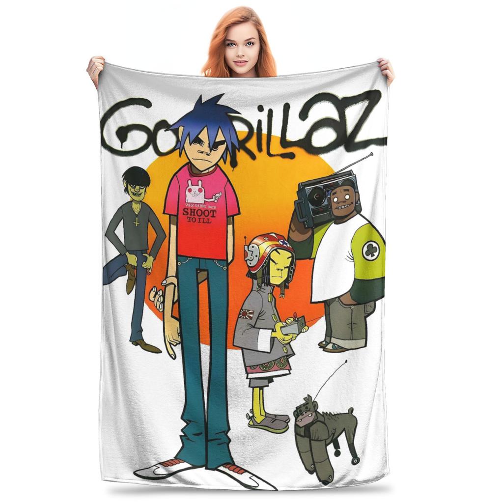 Music Band G-gorillazs Blanket Warm Soft Fashion Plush Throw Blanket For Students Couch Chair Flannel Bedspread Bed Cover
