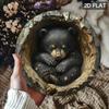 2D и 3D Черный Медведь в Дупле Дерева Алюминиевое Настенное Искусство 7,8x7,8 Дюйма Современный Металлический Декор для Дома в Гостиную Спальню