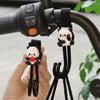 Rotatable Motorcycle Electric Bike Hand Bar with Double Hooks for Helmet Storage Hook Luggage Bag Hanger Holder Lovely Panda For Bicycle Scooter