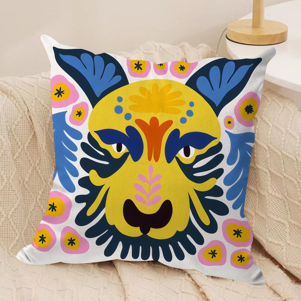Abstract floral animal fashion Cushion Cover Silky Short Plush Invisible Zipper Dustproof Sofa Pillow Case for Home Decor