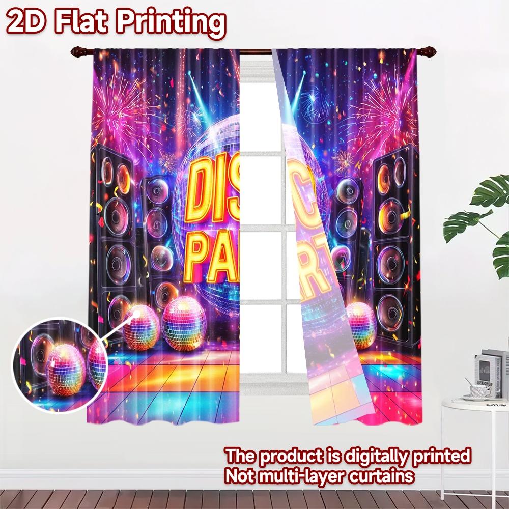 2D flat printing 2pcs Curtain Disco Party Digital Printed Polyester Drapes Party Decorations Use for Holiday Party General