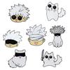 7Pcs/Set Gojo Satoru and Cat Enamel Pins Anime Role Eye Mask Manga Brooches Badge Metal Pins On Backpack Lapel Jewelry Accessory