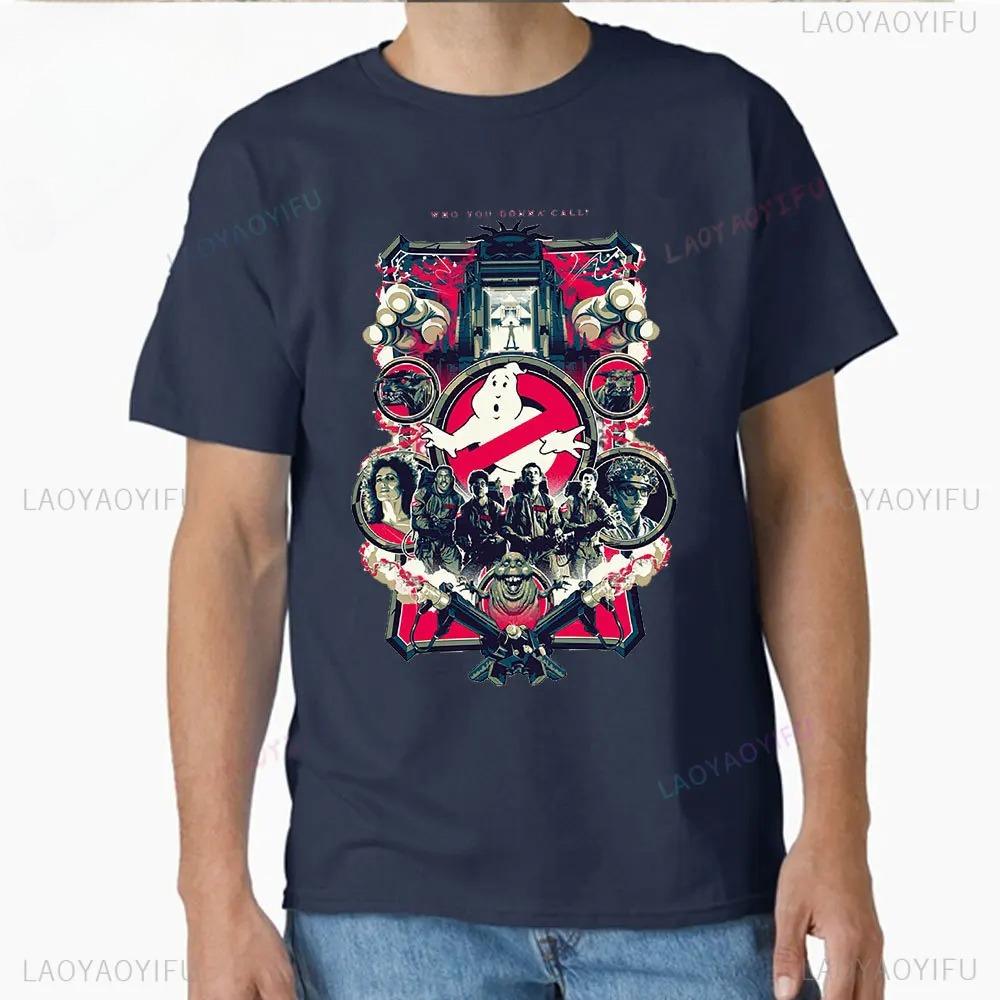 Movie Ghostbusters Print Short Sleeve Solid Cotton Unisex Unisex Tshirts Funny Graphic Crewneck Tops Big Size T Shirt Male Tops