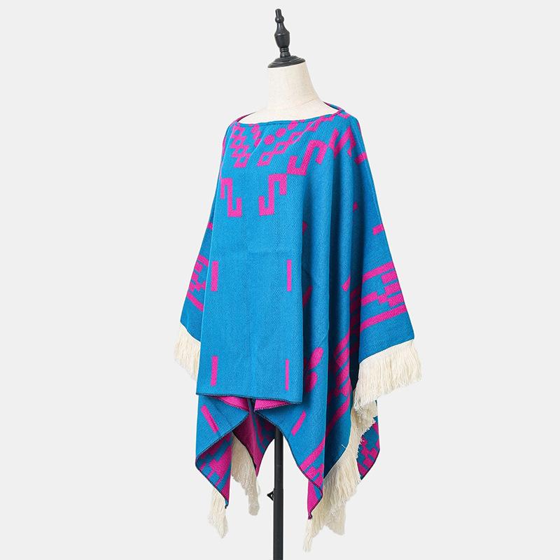 Design Sense Shawl Outer Cape Autumn And Winter Fringed Warm Shawl Ethnic Style Outer Travel Scarf