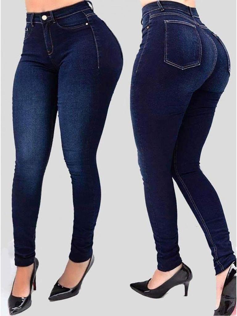 Women's Slim High-Waisted Elastic Skinny Jeans - European and American Fashion