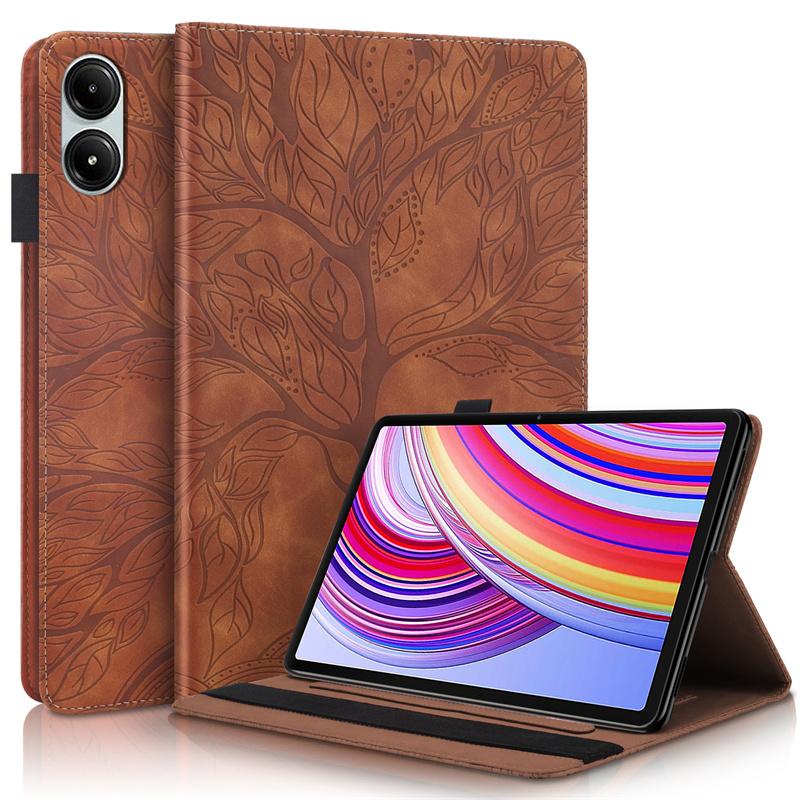 Чехол Funda For Redmi Pad Pro Case 12.1 дюймов Emboss Tree PU Leather Flip Cover для Poco Pad Xiaomi Redmi Pad Pro Case Coque 12.1"