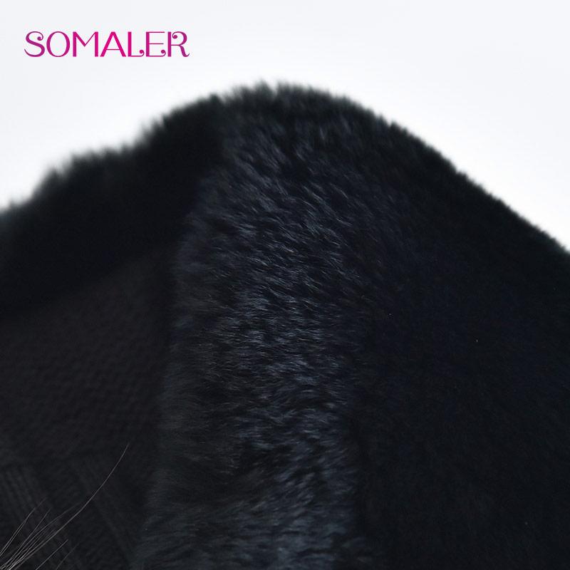 SOMALER Женский шарф из натурального меха, мех кролика, лисий мех, вязаные шарфы для зимы, теплые шарфы для шеи, модный меховой воротник для девочек