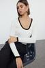 Women's Elegance Style Sweater Black Thin Color Block Knitwear Sweater