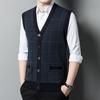 Новый осенний вязаный жилет жилет открытый кардиган жилет для мужчин среднего и молодого возраста папа топ низ рубашка