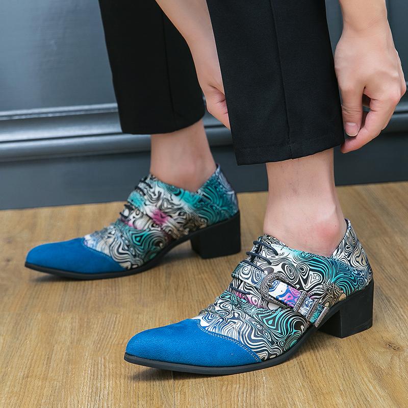 Новая стильная обувь для мужчин, туфли на высоком каблуке, мужские кожаные туфли на платформе в британском стиле, мужские туфли яппи