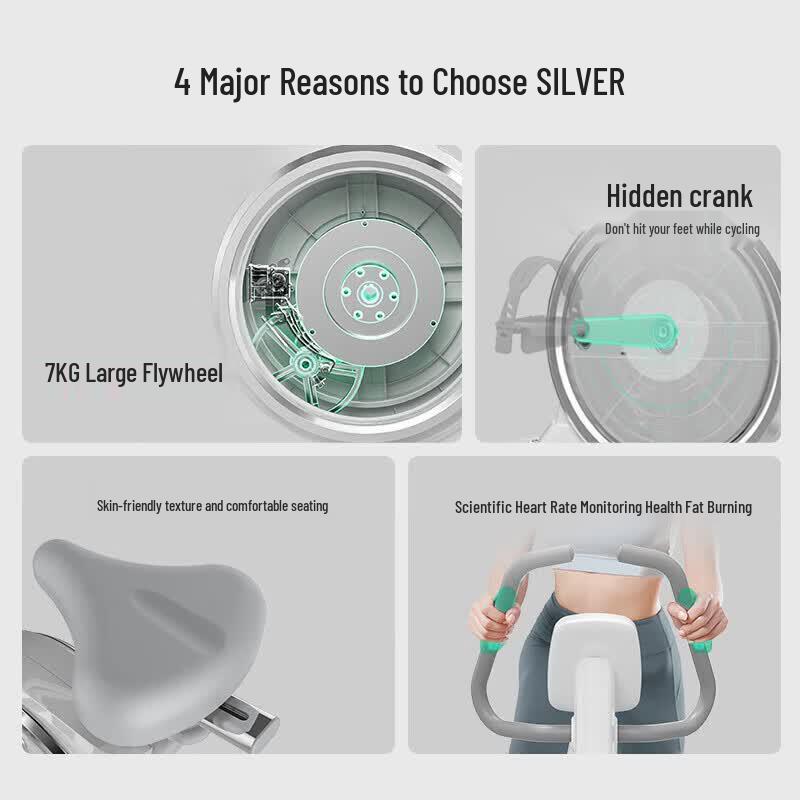 Merach MR-636 Silver Moon Manual Exercise Bike CN plug (adapter included)
