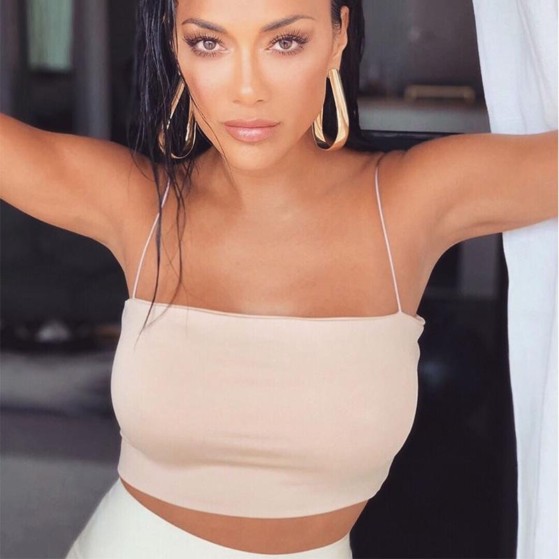 Новый модный женский укороченный топ на бретелях, сексуальный облегающий топ без рукавов на бретельках, базовый простой камзол