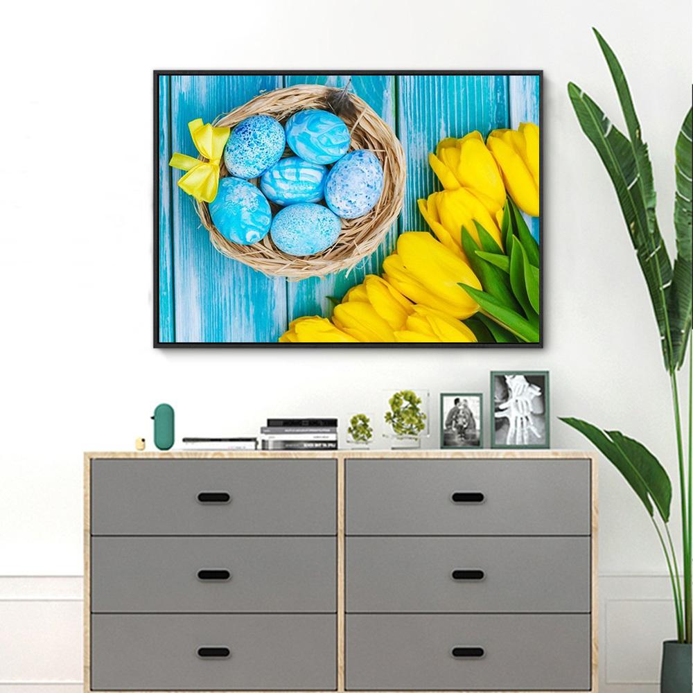 5d Diy Алмазная картина Мозаика Пасхальное яйцо Полная квадратная/круглая мозаика Вышивка Тюльпан Цветок Кристалл Настенное искусство