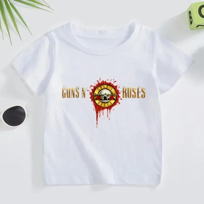 3T~14T Детская футболка Rock Band Gun N Roses для мальчиков и девочек, музыкальные топы с коротким рукавом, повседневная хлопковая одежда для детей