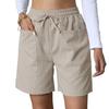Women's Summer Shorts Casual Stretch Mid Waist Shorts with Pockets Drawstring Wide Leg