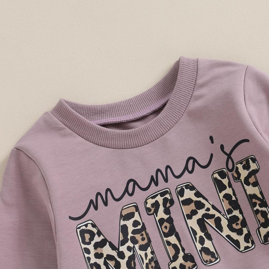 Комплект одежды для новорожденных девочек, 6 мес, 12 мес, 18 мес, 24 мес, 3 года, пуловер с длинными рукавами и леопардовым принтом, брюки на бретельках, комплект из 2 предметов