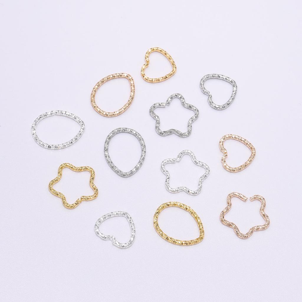 50pcs 16.5mm Gold Star Jump Rings Twisted Split Rings Connectors Diy Craft Charms Spacer Beads For Jewelry Finding Making