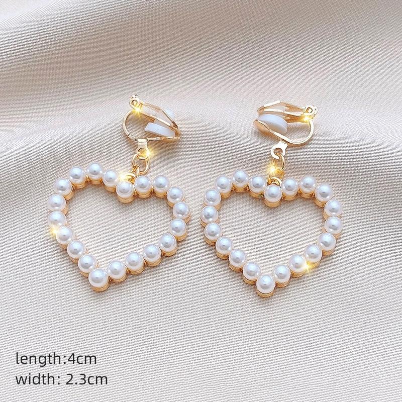 Новые серьги-клипсы с жемчужным цветком, длинные, темпераментные, с жемчужной цепочкой, кисточкой, серьги без пирсинга, женские украшения для ушей