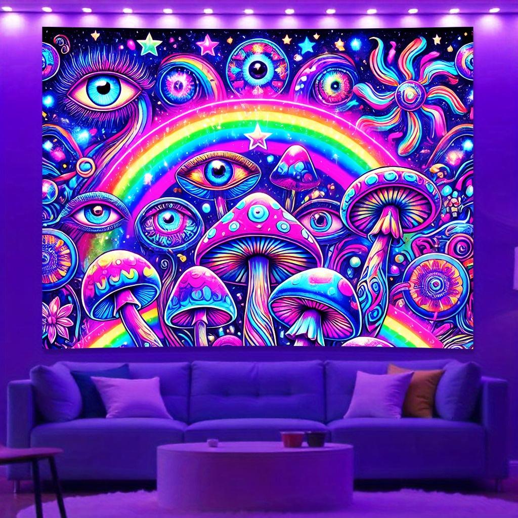 VIKAMA Halloween Rainbow Queen Tapestry Colorful Mushroom Mysterious Eye Living Room Music Room Psychedelic Decor