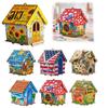 Handmade Desktop Crafts 3D Christmas House Rhinestone Painting Kit, DIY Wooden Sunflower Hut Craft Set Cabin, Handicraft Arts Ornament for Decoration