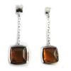 [N2163] - Amber 'Inspiration' Silver Earrings (rhodium-plated) - 33x10 Mm