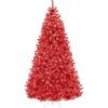Premium PVC Christmas Tree With Warm White Red Lights Multi-Size Dense Decorative Home Party Wedding Gift