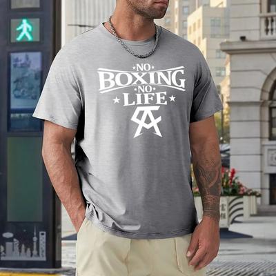 Футболка Canelos Alvarez No Boxing No Life Essential 4 с графическим принтом и винтажной отделкой, круглый вырез, спортивная, для фитнеса, размер США