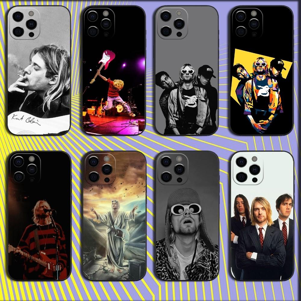 Music K-Kurt Cobain Band Phone Case For iPhone 16,15,14,13,12,11,Pro,X,XS,Max,XR,Plus,Mini Soft Black Cover
