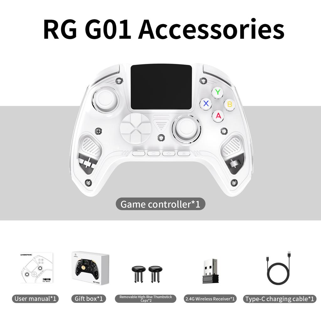 2026 New RG G01 Smart Game Controller with Large Screen, Dual Hall Linear Triggers, Wireless Bluetooth Gaming Controller