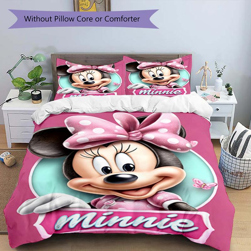 3pcs M-Mouse Design Cover Set - HD Printed Bedding with 1 Cover and 2 Pillowcases - Perfect for Home and Dorm Decor