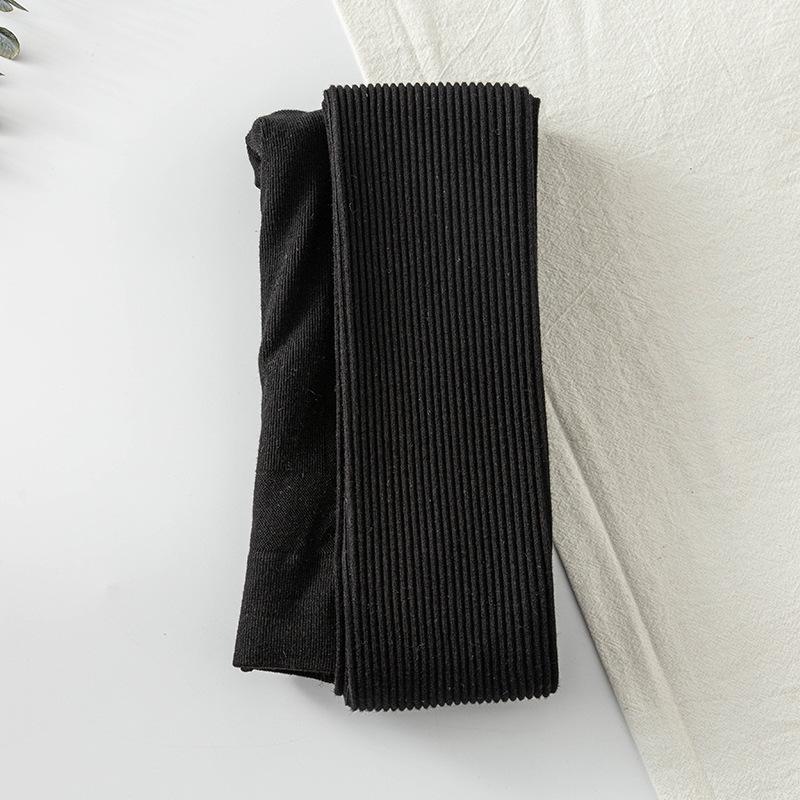 Женские леггинсы в рубчик с полосками - Белые хлопковые колготки до щиколотки для весны и осени.