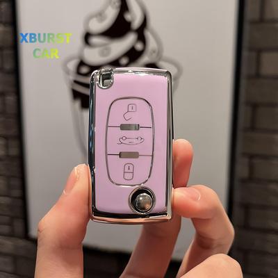 Для Peugeot 308 207 307 3008 5008 брелок для Citroen C2 C3 C4 C8 2/3 кнопки TPU чехол для ключа автомобиля чехол держатель оболочки брелок аксессуары