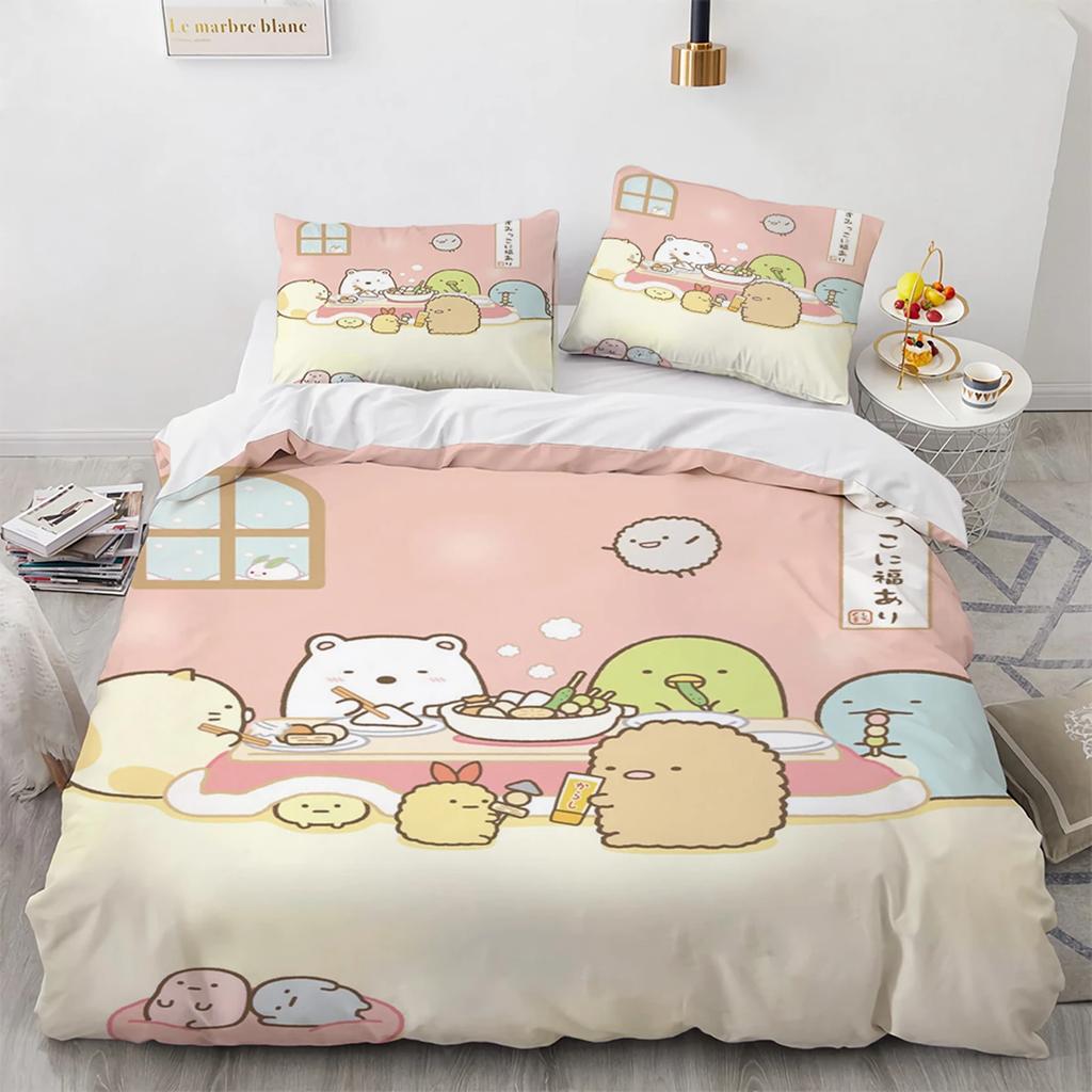 Японский мультфильм Sumikko Gurashi Аниме Постельное белье Каваий Милый Sumikkogurashis Пододеяльник Покрывало Наволочка Квин Кинг