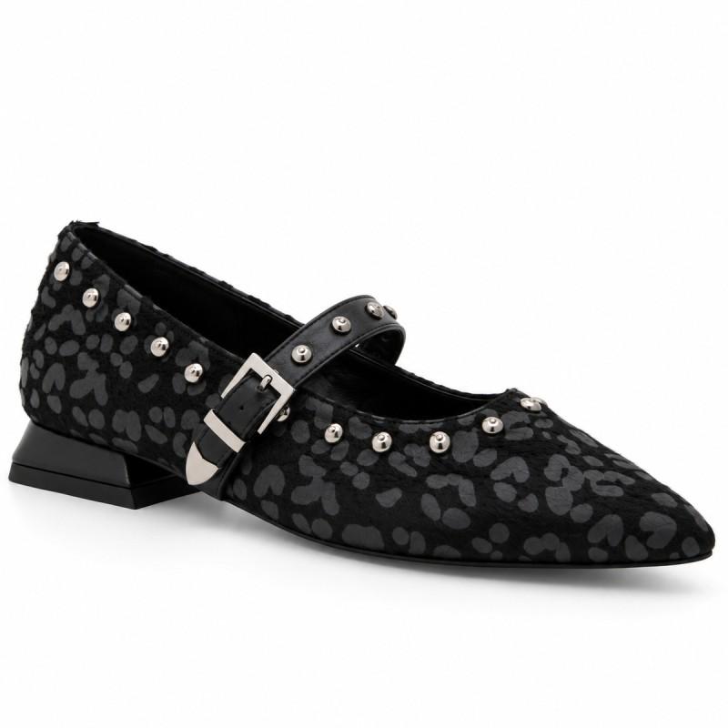 Mercedita Negra De Leopardo Con Tachas Montevita Bristolza 105343
