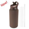 1L Sports WATER BOTTLE With Handle And Straw Stainless Steel Large Capacity Vacuum Flasks Drinkware Large Mouth GymThermos CUP