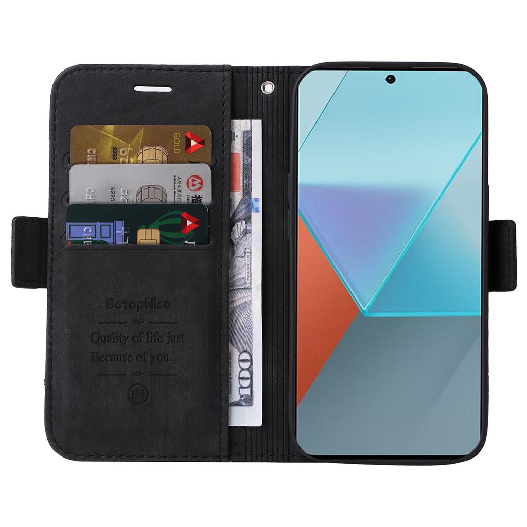 BETOPNICE 001 для Xiaomi Redmi Note 13 Pro 5G/Poco X6 5G Чехол Кожаный кошелек Чехол для смартфона