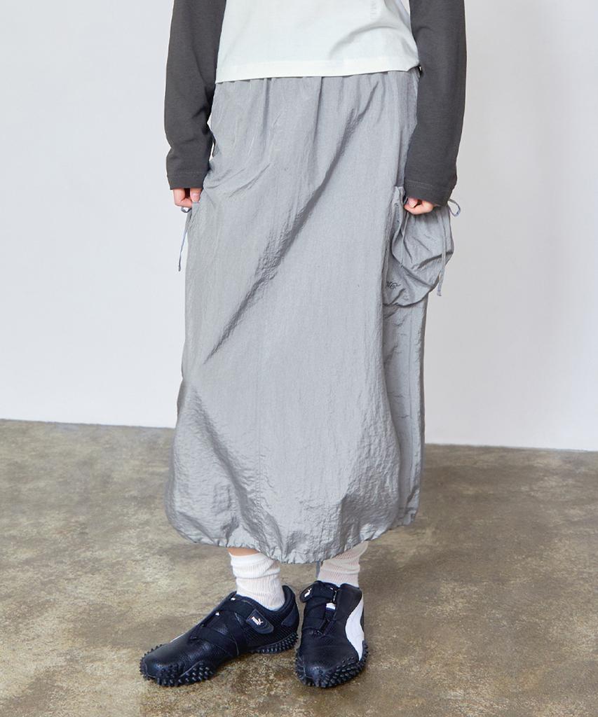 Lmc Wm Ribbon Nylon Long Skirt Light Gray